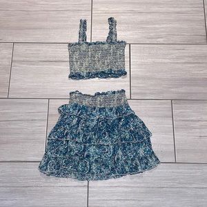 Free People Summer Floral Crop Top and Skirt Set Sz S
